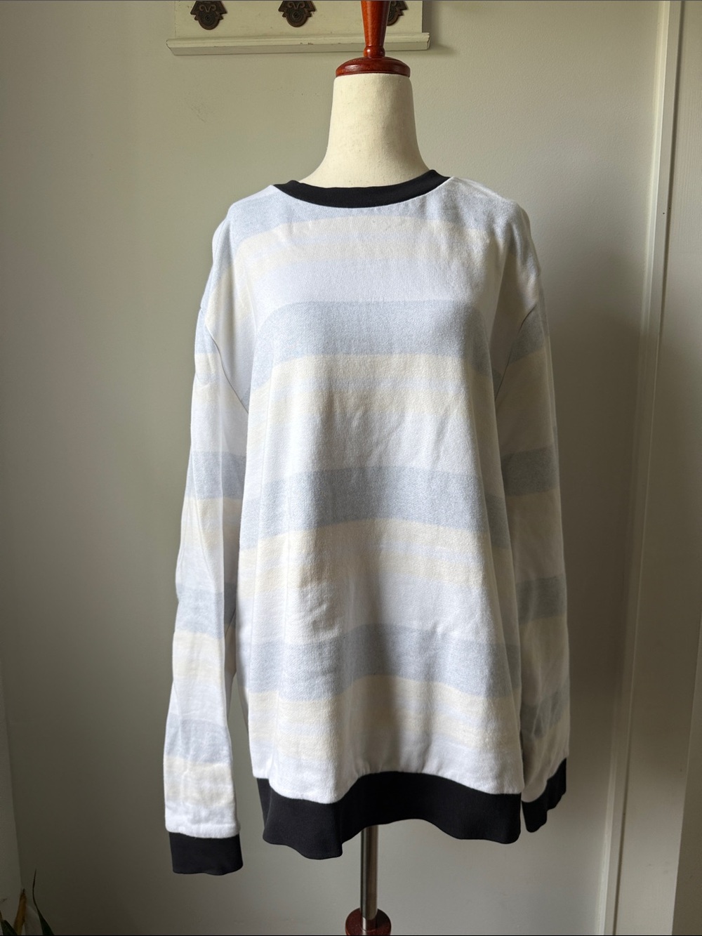 COS Men's Crewneck sweater Light Blue & White Striped Classic